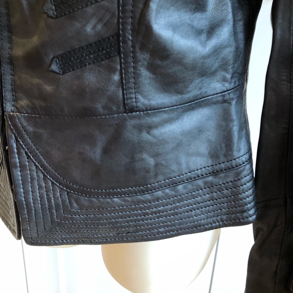 LIKE NEW Danier Black Leather BOHO Jacket - Picture 5 of 8